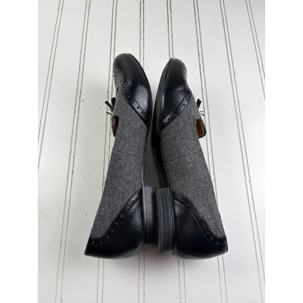 Naturalizer Lorraine Gray Fabric & Leather Tassel Loafers Flats Women's Size 8M